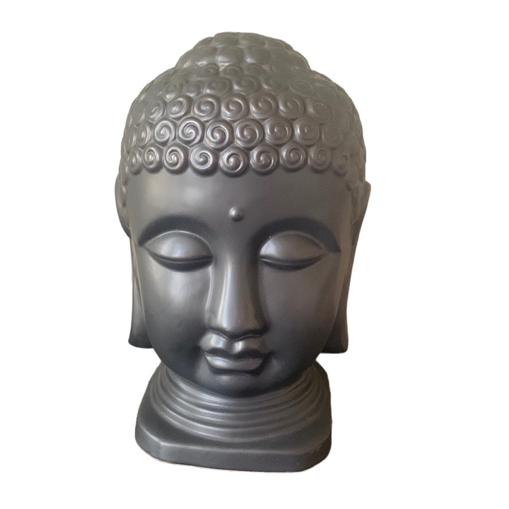 Buddha Head Ceramic Black Statue
